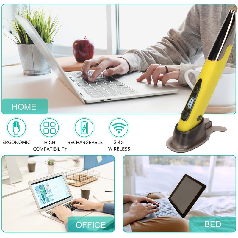 Wireless Pen Mouse Rechargeable Luminous Silent Small Portable Bluetooth 2.4g