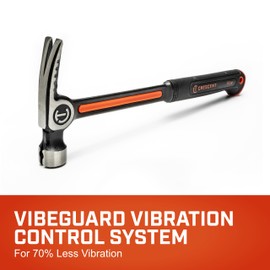 Crescent Steel Smooth-Face Framing Hammer - Heavy-Duty Hand Tool with Vibeguard Technology & Magnetic Nail Starter - 22 oz - CHSFRS22-06