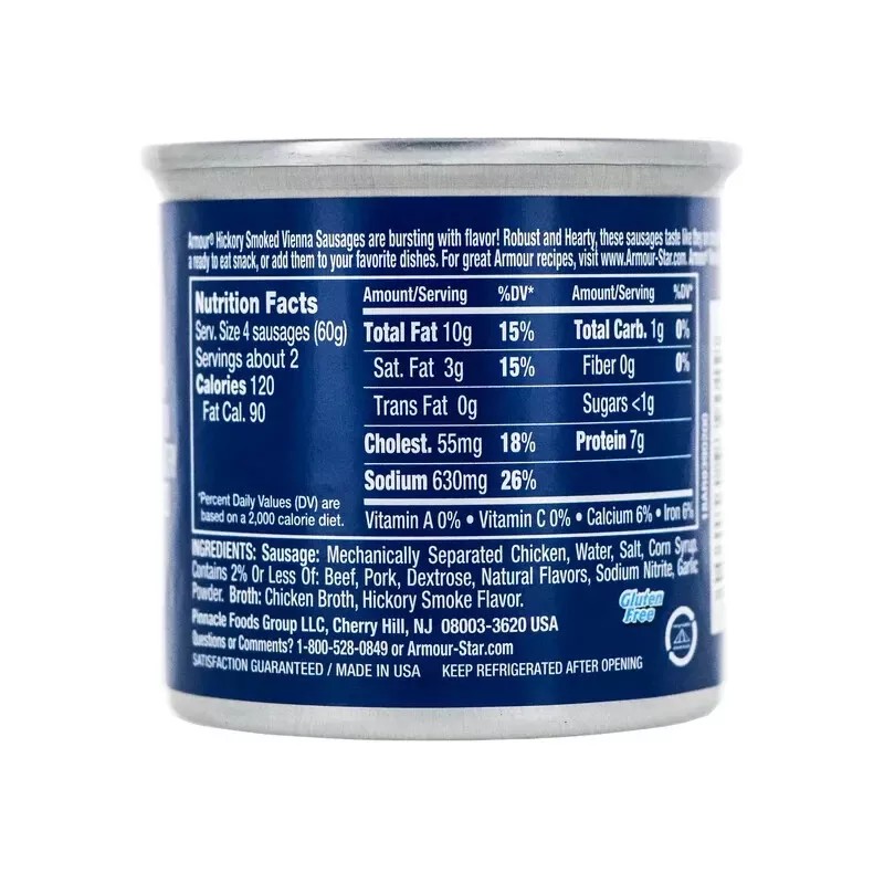 CAN Armour Star Vienna Sausage, Smoked- Can 4.6 oz