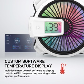 ALSEYE W90 CPU Cooler, Temperature Displayed CPU Cooler for Small Size PC Case with Powerful 90mm ARGB Lighting Fan and 40mm High-Performance Heat Column Inside
