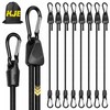 KJE 8Pcs 36" Adjustable Bungee Cords with Hooks - Black