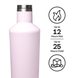Corkcicle Insulated Canteen, Powder Puff, 25 oz – Cupholder Friendly Water Bottle with Screw-On Cap Keeps Drinks Cold for 25hrs, Hot 12hrs