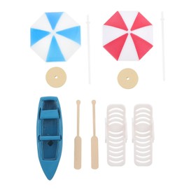 Toyvian Mini Beach Style Miniature Ornament Kit Beach Miniature Dollhouse Decoration Beach Miniature Figure Parasol Mini Garden Decoration Mini Desktop Sandbox Accessories