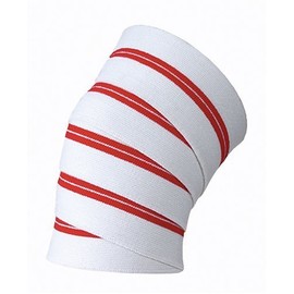 Kango Fitness Power Lifter Weight Lifting Knee Wraps Supports Gym Training White/red