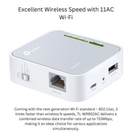 TP-Link AC750 Dual Band Wi-Fi Travel Router (Support Router Mode/Hotspot/Range Extender Mode/Client Mode/Access Point Mode, 1 USB 2.0 Port/1 Micro USB Port, 1 WPS Button, UK Plug (TL-WR902AC))