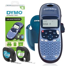 Dymo LetraTag LT-100H - Kit de iniciación para etiquetar | Máquina etiquetadora de mano | con papel y cinta de etiquetas de plástico transparente | Id