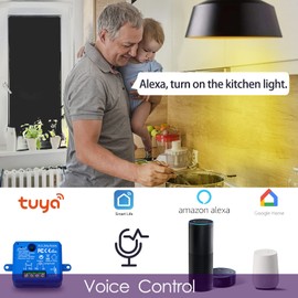 LoraTap 2 Stück WLAN-Schalter, Alexa, kabellos, Mini-Größe, Empfänger 2500 W, 10 A, intelligenter Schalter, Fernbedienung per Telefon, Relais kompatibel mit Google Assistant