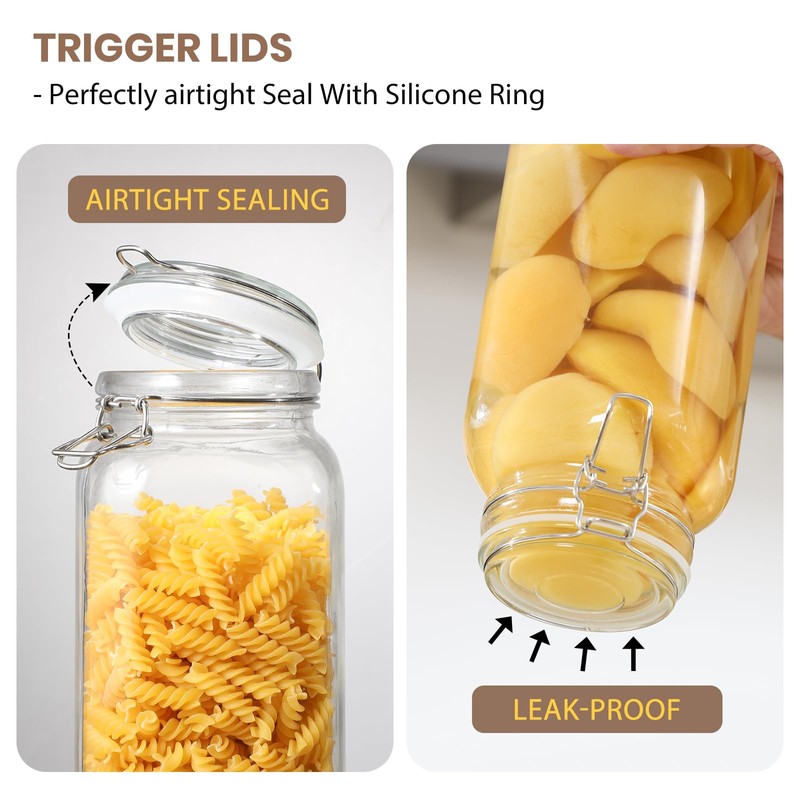VITEVER [ Taller ] 92oz Glass Jars with Airtight Lid,