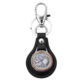 US 2000 South Carolina State Quarter BU Uncirculated Coin Gold Silver Two Tone Leather Key Chain Ring NEW
