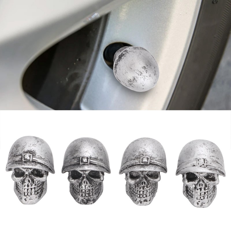 4PCS Tire Valve Caps Skull Style Anti Oxidization Universal for