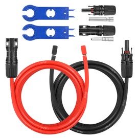 MOOKEERF 8AWG Solar Extension Panel Cable - 5FT PV Wire with Waterproof Female and Male Connector and Adaptor Kit Tool PV Wire for RV, Home, Boat, Solar Panels(5feet Red + 5feet Black)