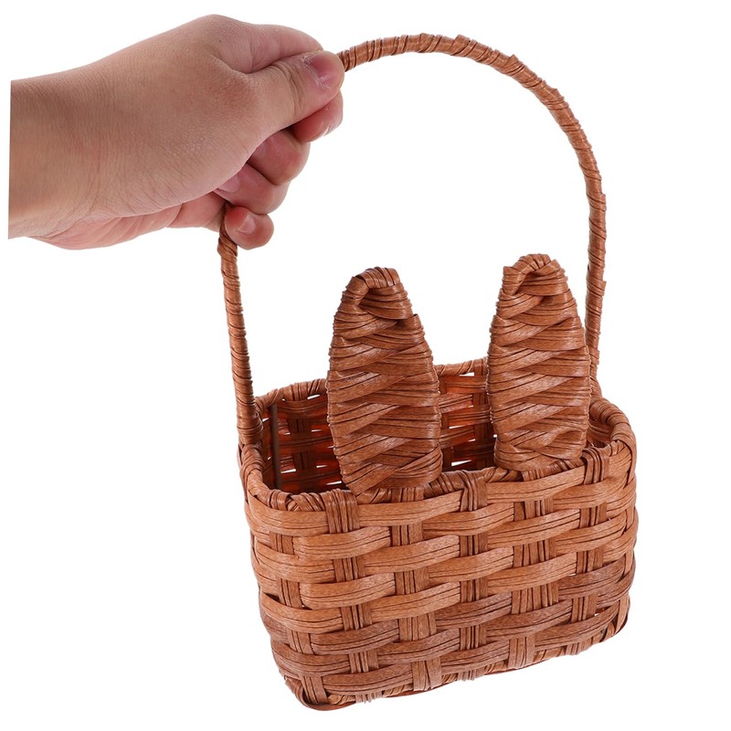LABRIMP Cute Rabbit Ears Easter Egg Basket Lightweight Woven Storage