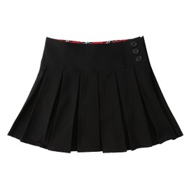 BIENZOE Girls' School Uniform Pleated Skirts, black