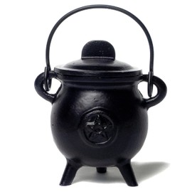 Cauldron Cast Iron Witchcraft Pentagram Incense Burner