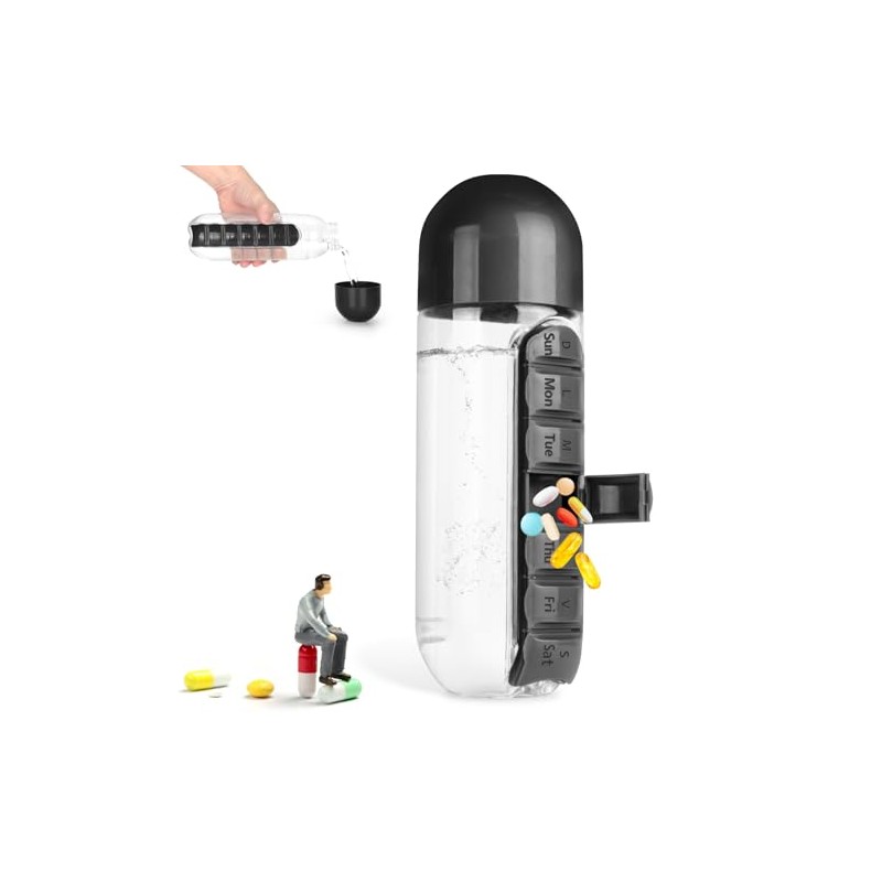 Cookawa 2-in-1 Water Bottle with Pill Organizer - 20 oz
