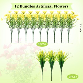 12PC Artificial Flowers, UV Resistant Fake Outdoor Plants, Realistic Phalaenopsis Orchids, Eucalyptus Greenery Shrubs, Spring Summer Decor, Indoor Garden, Patio, Window Box, Kitchen, Home Decor