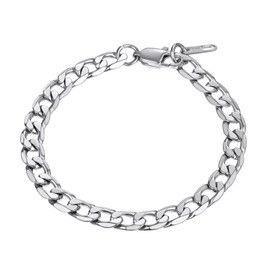 PROSTEEL Men's Bracelet 6/9/13 mm Wide Stainless Steel Curb Chain Bracelet Heavy Links Link Chain Bracelet Length 19 cm/21 cm/23 cm Selectable, Stainless Steel, No Gemstone