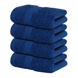 Infinitee Xclusives Premium Navy Blue Washcloths Set – Pack of 4, 13x13 Inches 100% Cotton Wash Cloths for Your Body and Face Towels, Kitchen Dish Towels and Rags, Baby Washcloth