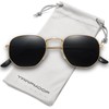 YWWPMDOF Polarized Sunglasses for Womens Men Trendy Square Hexagonal Flat