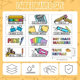 Frienda 84 Pcs 4 Sheet Toolbox Labels Tool Box Storage Stickers Teacher Drawer Tag Colorful Classroom Decor for Back to School Teachers Classroom Organization(Pastel)