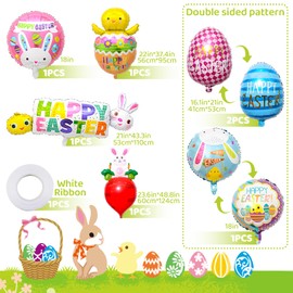 FainFun Osterballons, 7 Stück Ostern Luftballons, Helium Ballons Ostern für den Innen- und Außenbereich Geeignet, Osterluftballons Dekoration, Hase Ballons, Luftballons Küken für Partys