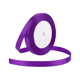 25 Yard Satin Ribbon Roll, 3/8 Inch Fabric Ribbon for Craft Bows Rose Bouquet, Holiday Gift Wrapping, Party Decoration (Purple)