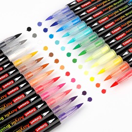 Paint Pens Acrylic Markers-24 Colours Acrylic Paint Brush-Markers for Wood Ceramic Glass Stone Pebble Colouring Crafts for Kids Adults Christmas Egg Pumpkins Supplies