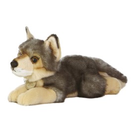 Aurora® Realistic Miyoni® Wolf Stuffed Animal - Lifelike Details Make a Cherished Companion - Perfect for Decorating Bedrooms or Classrooms - Gray 11 Inches