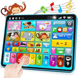 Learning Tablet for Toddlers Trilingual Learning Toys with Music & Sound, Montessori Speech Therapy Toys for 1 Year Old Boy Girl Musical Baby Toys 12-18 Months Toddler Toys Age 3 Gifts Digital Colorful