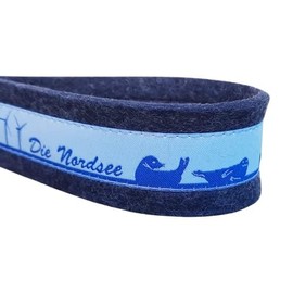 Schlüsselanhänger Schlüsselband Wollfilz dunkelblau Webband Die Nordsee Skyline blau hellblau Geschenk