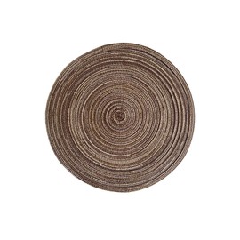 ANAZOZ Washable Placemats Set of 6,Polyester Outdoor Placemats 14.97 IN,Solid Color with Round Placemats Coffee