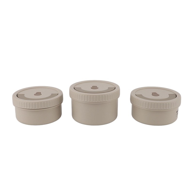 Insulated Food Container Beige 316 Stainless Steel Round Sealed Leak