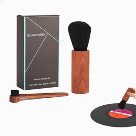 MOPIANO Kit limpiador de discos de vinilo, cepillo para polvo de disco de vinilo y cepillo para polvo de lápiz giratorio para álbumes de CD LP, limpieza antiestática, accesorios de vinilo.