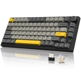 Attack Shark ajazz AK820 Pro 75% Mechanical Keyboard with Screen & Knob Hot Swappable Wireless 2.4GHz/Bluetooth/Wired Custom Keyboard RGB Gift Switch Gasket Mount Gaming Keyboard for PC/Win-Black