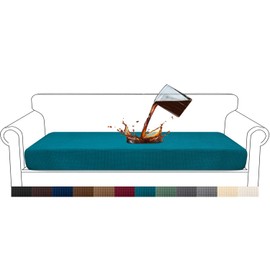 Granbest Premium Waterproof Sofa Seat Cushion Cover, High Stretch Jacquard Seat Cushion Protector, Sofa Seat Cover for Couch (4-Seater, Teal)