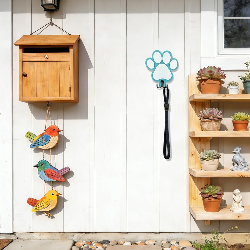 Rustic Wooden Dog Leash Holder Wall Decoration, Cute 3D Puppy