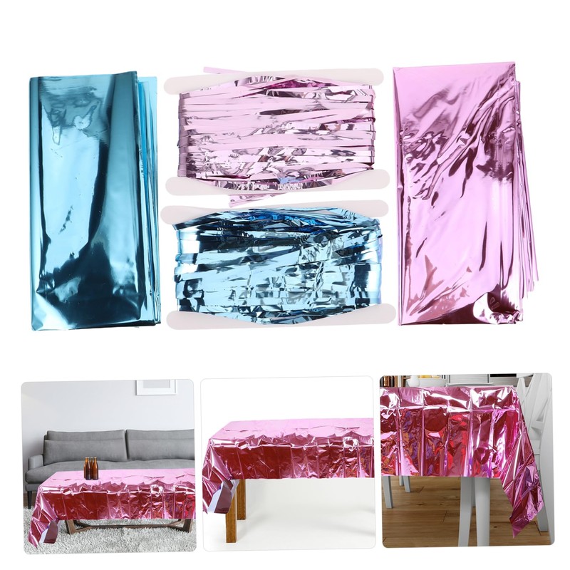 NOLITOY 4pcs Shiny Fringe Tablecloths Tinsel Backdrop for Memorable Boy