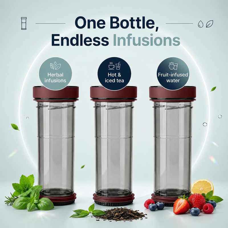 VIVA Recharge Insulated Travel Tea Infuser Bottle Loose Leaf, 460ml,
