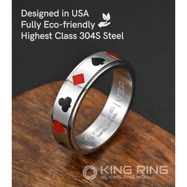 King Ring 6mm Fidget Ring – Spinner Ring for Men & Women K49 – Ace Silver 09