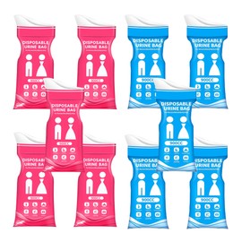 YJFY Pack of 10 Urine Bags for On the Go 900CC Travel Urine Bags for Men and Women Leak-Proof Hygienic Ideal for Hiking, Travel & Car Trips (Blue & Pink)