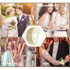 WarmValley 6Pcs Slaplet Wristlets Wrist Corsage Bracelets, Sparkling Corsage Kit, Fashions Diy Corsages Bracelet Accessories for Wedding Bridesmaid Bridal Shower Party Prom (Golden)