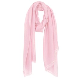 Bovari Women's Pashmina Cashmere Scarf - 70% Cashmere 30% Silk - Extra Light - 200 x 70 cm, Pink