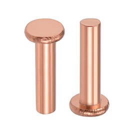 sourcing map 10Pcs 15/64" x 1" Flat Head Copper Solid Rivets Fasteners