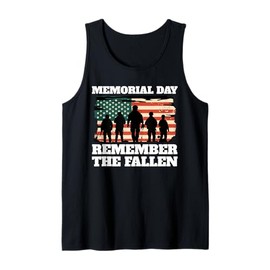 Memorial Day Remember the Fallen USA Flag Soldiers Patriotic Tank Top