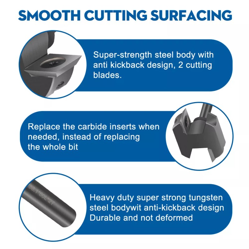 XCAN CNC Spoilboard Surfacing Router Bit 1/4 Shank 1-1/2'' Insert