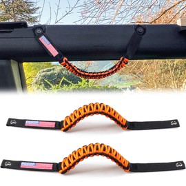 RERPRO Roll Bar Grab Handles for 2021 2022 2023 2024 Ford Bronco 2 Door 4 Door Accessories Paracord Grip Handle, with America Flag, 2 Pack Orange
