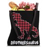 Red Plaid Matching Family Christmas Brother T Rex Tote Bag