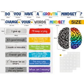 27 Pcs Bulletin Board Decor Growth Mindset Posters Positive Sayings Accents Display Set Colorful Decor Inspirational Posters for Teacher Bedroom Playroom