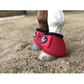 TGW RIDING 2520D Horse Bell Boots No-Turn Horse Bell Boots, Equine Ballistic Hoof Overreach Bell Boot, Pair (Red, L)