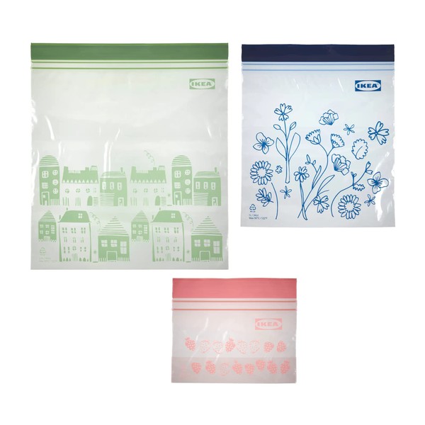 IKEA Set Items: New Design Double Zippered Plastic Bags, ISTAD / Easter, 3 Types, 75 Piece Set, 75 Piece Set (2.5 L x 25 Sheets, Light Green, 1L x 25 Sheets, Blue, 0.3L x 25 Sheets, Light Pink) Freezer Bag, Storage Bag